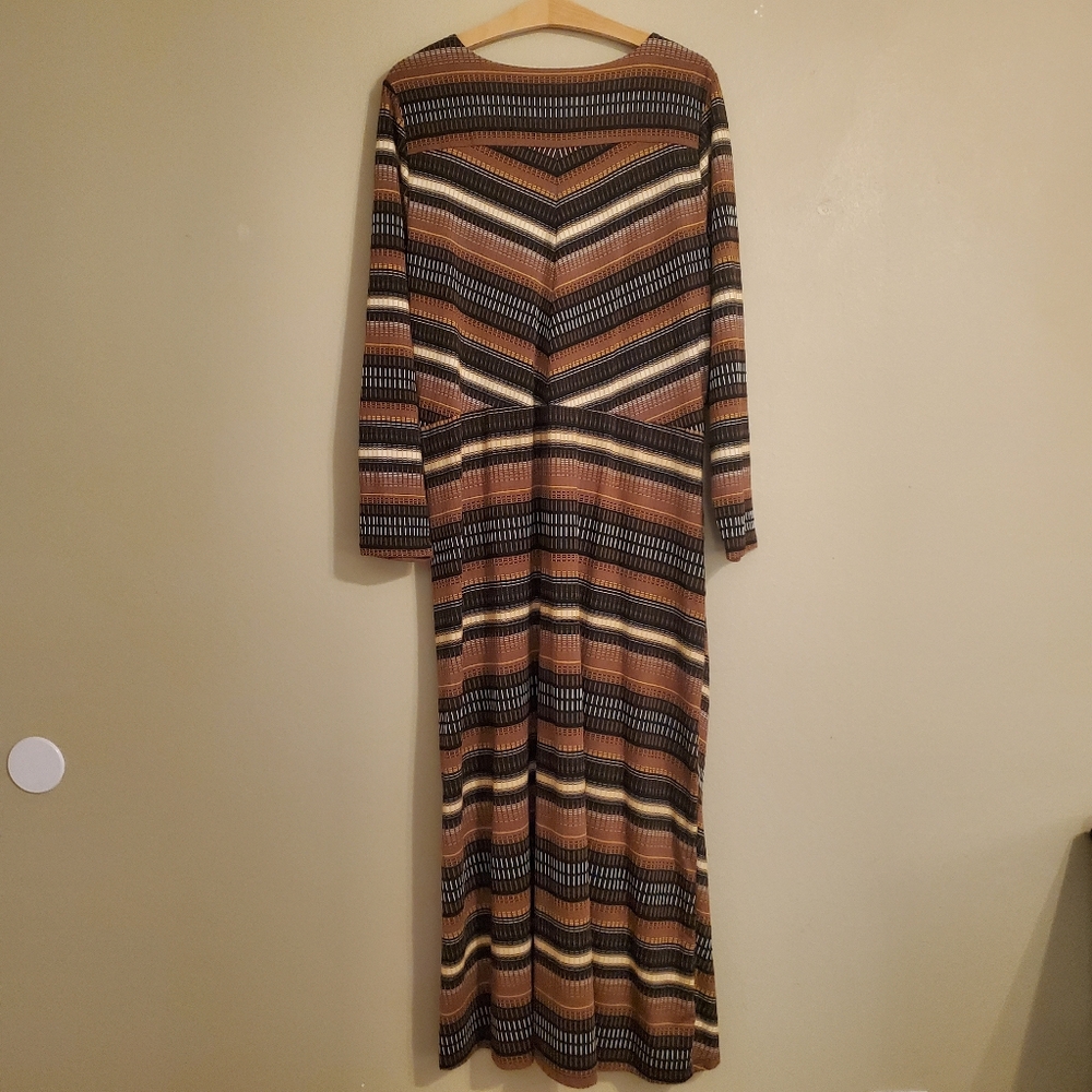 Maeve Striped Midi Dress in Brown, Black, Cream - Picture 8 of 15